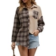 thumbnail image 4 of KOMOO Women Oversized Plaid Flannel Shirts Vintage Long Sleeve Button Blouse Tops Casual Outwear, 4 of 7