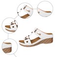 thumbnail image 6 of Rokment Orthopedic Wedge Dress Sandals for Women Trendy Casual Hollow out Leather Peep Toe Arch Support Platform Slip on Beach Summer Comfortable High Heels Slides Walking Shoes White Size 6.5, 6 of 8