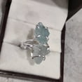 thumbnail image 2 of Natural Aquamarine Ring, Rough Aquamarine Gemstone Ring, March Birthstone, Double Stone, 925 Sterling Silver, Womens Ring, Christmas, Thanksgiving, Handmade, Statement Jewelry, Raw Gemstone Jewelry, 2 of 6