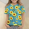 thumbnail image 5 of Abcomgle Girls Top 10-12 Crewneck Vintage Sunflower Print Toddler T-Shirt Summer Short Sleeve Girls Shirts Fashion Cotton Tops, 5 of 5