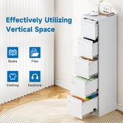 Fesbos 5 Drawer File Cabinet with Lock, Filing Cabinets for Home Office,18 Deep Vertical Metal White Office File Storage Cabinet Organizer for Letter/Legal / A4