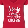 thumbnail image 4 of Inktastic Life is Better with Chickens Women's V-Neck T-Shirt, 4 of 5