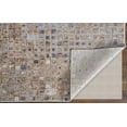 thumbnail image 6 of Feizy Laina Transitional Geometric, Tan/Ivory/Blue, 1'6" x 1'6" Swatch Easy Care Pet & Kid Friendly Stain Resistant Mid-Century Modern Distressed Design Carpet for Living Dining Bed Room, 6 of 8