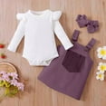 thumbnail image 2 of mgoYE Baby Girl Clothes 0-3 Months Preemie Newborn Baby Girl Clothes Infant Romper Fall Winter Outfits Gifts for Girls Cute Bell Bottoms Pant Sets(Purple,2-3 Years), 2 of 8