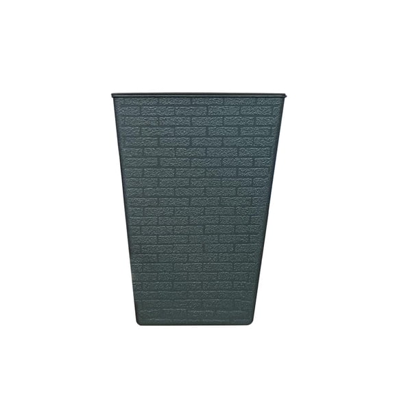 Tall Outdoor Planter, Rectangular Textured Plastic Vessel, Dark Slate Hue, Outdoor Garden Stand-Alone Piece