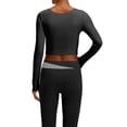 thumbnail image 6 of AGWOLF Workout Tops for Women Wrap Long Sleeve Shirts Buttercore Slim Fit Yoga Top Athletic Pilates Hiking T Shirt Black S, 6 of 6