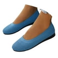 thumbnail image 1 of Dakaela Ballerines pour Femmes à Bout Rond en Tricot à Enfiler Ballerines de Marche Mocassins à Petit Talon Compensé Bleu 8, 1 of 7