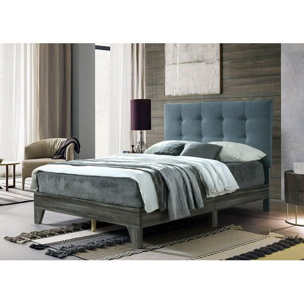 Hodedah Grey Upholstered Platform Bed, How To Remove Bed Frame From Headboard