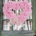 thumbnail image 2 of Heart Shaped Rose Wreath - Artificial Pink Rose Love Garland for Wedding Party Decorations, 2 of 4