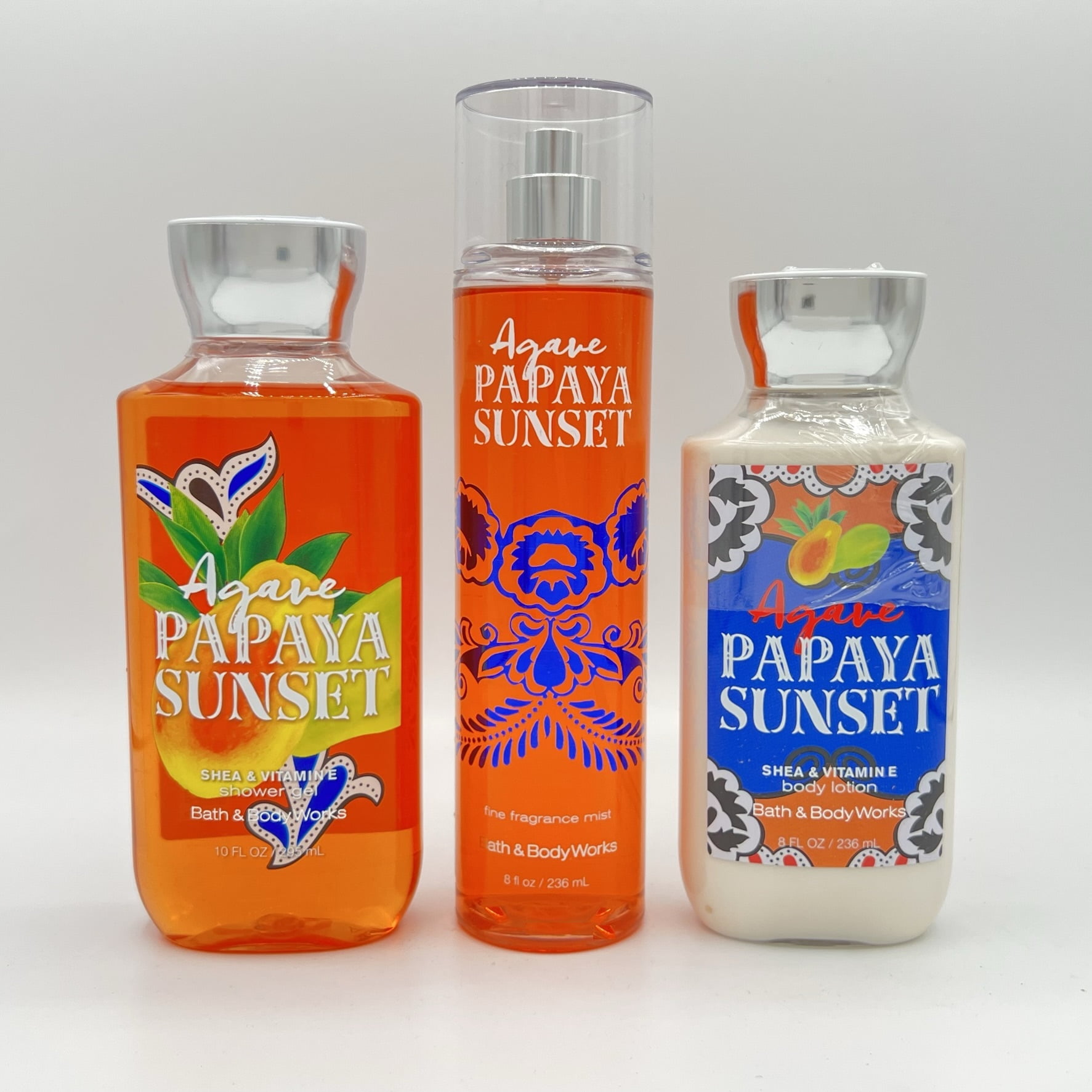 Bath and Body Works Agave Papaya Sunset Body Lotion, Shower Gel and