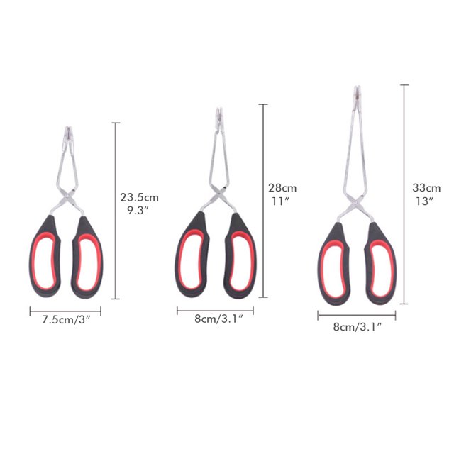 3 pinzas de tijera de 12 pulgadas/11 pulgadas/9 pulgadas pinzas de tijera para barbacoa pinzas de acero inoxidable con silicona plástica pinzas de alambre para asar a la parrilla para cocina