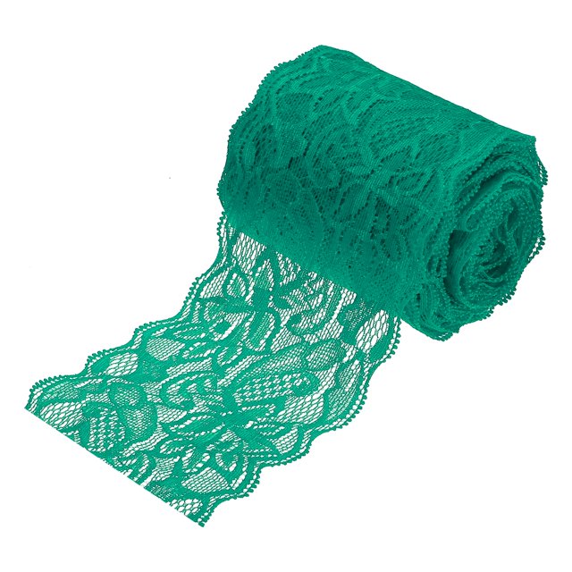 Cinta de encaje con patrón floral Uxcell para costura, manualidades, envoltura de regalos y ramos Verde Oscuro