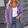 thumbnail image 2 of Zynoxe Plus Size Rain Jacket Women Trendy Waterproof Zip Up Adjustable Cuffs Raincoat with Drawstring Hood Outdoor Travel Hiking Windbreaker Purple 2XL, 2 of 7