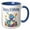 Blue/White, variant on 3drose, Cute Party Dinosaur Happy 1st Birthday, 15oz Mug