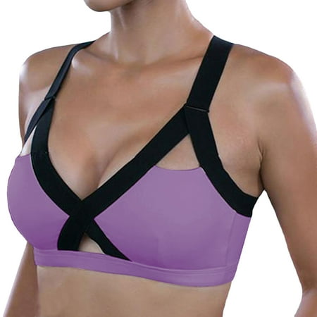 

Fabiurt Women s Bra Women Sports Bras Front Close Bra Yoga Bra Plus Size Workout Bra Purple