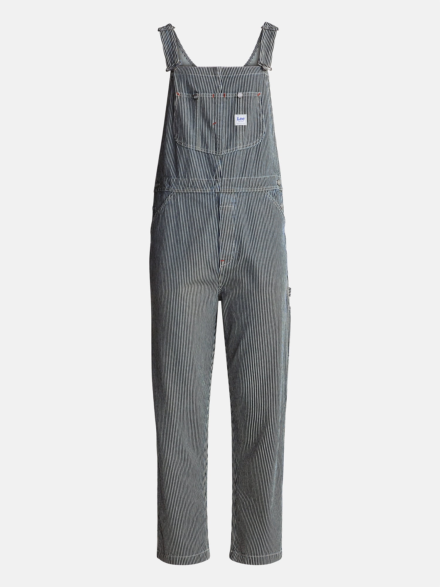 Kacey Lee Men's Loose Fit Striped Bib Denim Overalls, Sizes S-2XL