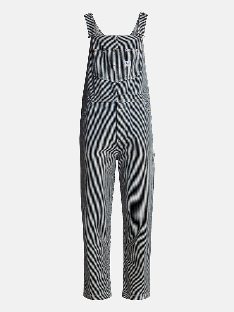 Kacey Lee Men's Loose Fit Striped Bib Denim Overalls, Sizes S-2XL