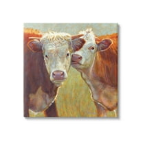 Kissing Cows Farm Animals Animals & Insects Painting Gallery Wrapped Canvas Print Wall Art