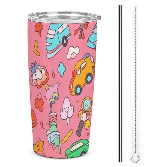 Fire Engine Car Truck 20oz Tumbler with Lid And Straw Insulated Mug Stainless Steel Vacuum Double Wall Mug For< Car>