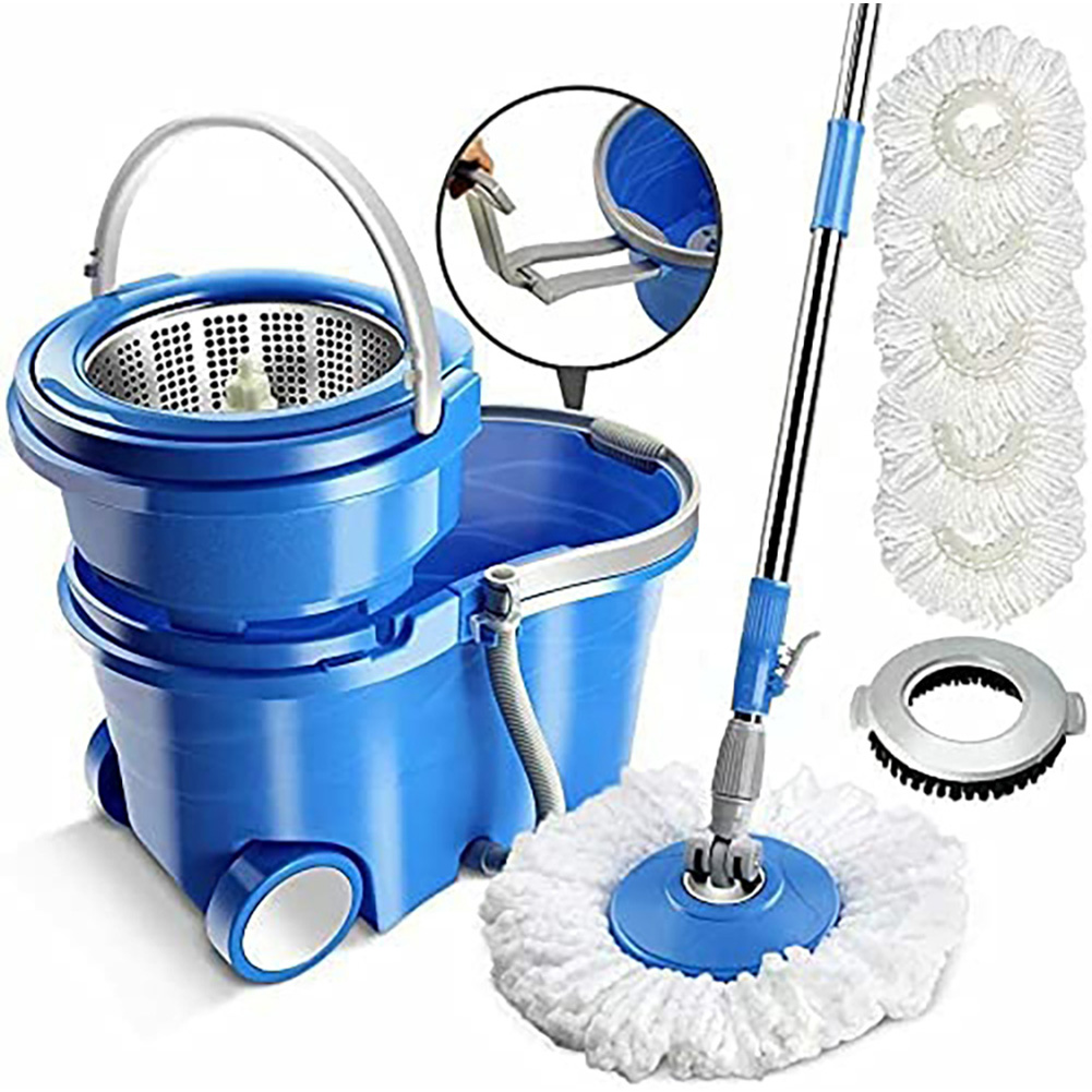 Rotating mop bucket with wringer set, 3.17 gallon large bucket