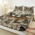 thumbnail image 3 of Homewish Bohemian Moth Animal Twin Sheet Sets, Vintage Damask Flower Twin Fitted Sheet, Tribal Mandala Style Flat Sheet, Breathable Home Decor, 3-Piece, 3 of 7
