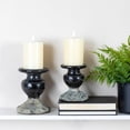 thumbnail image 4 of Creative Co-Op 2-Tone Sculptural Terracotta Pillar Candle Holder, Distressed Black, 4 of 16