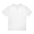 thumbnail image 3 of DuoJiaJ V Neck Loose Fit Tail Hem Short Sleeve Blouse For Women Casual Summer Top Women’s Crop Tops White, 3 of 3