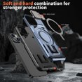 thumbnail image 3 of ELEHOLD Magnetic Case for iPhone 14, Military Grade Shockproof Rugged Case Built-in Metal Camera Cover with Stand,Navyblue, 3 of 6