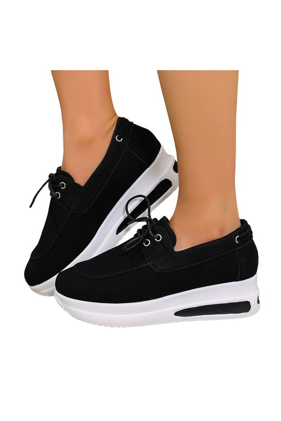 Women's Platform Wedge Walking Shoes Spring Fall Comfortable Casual Suede Lace up Chunky Fashion Sneakers