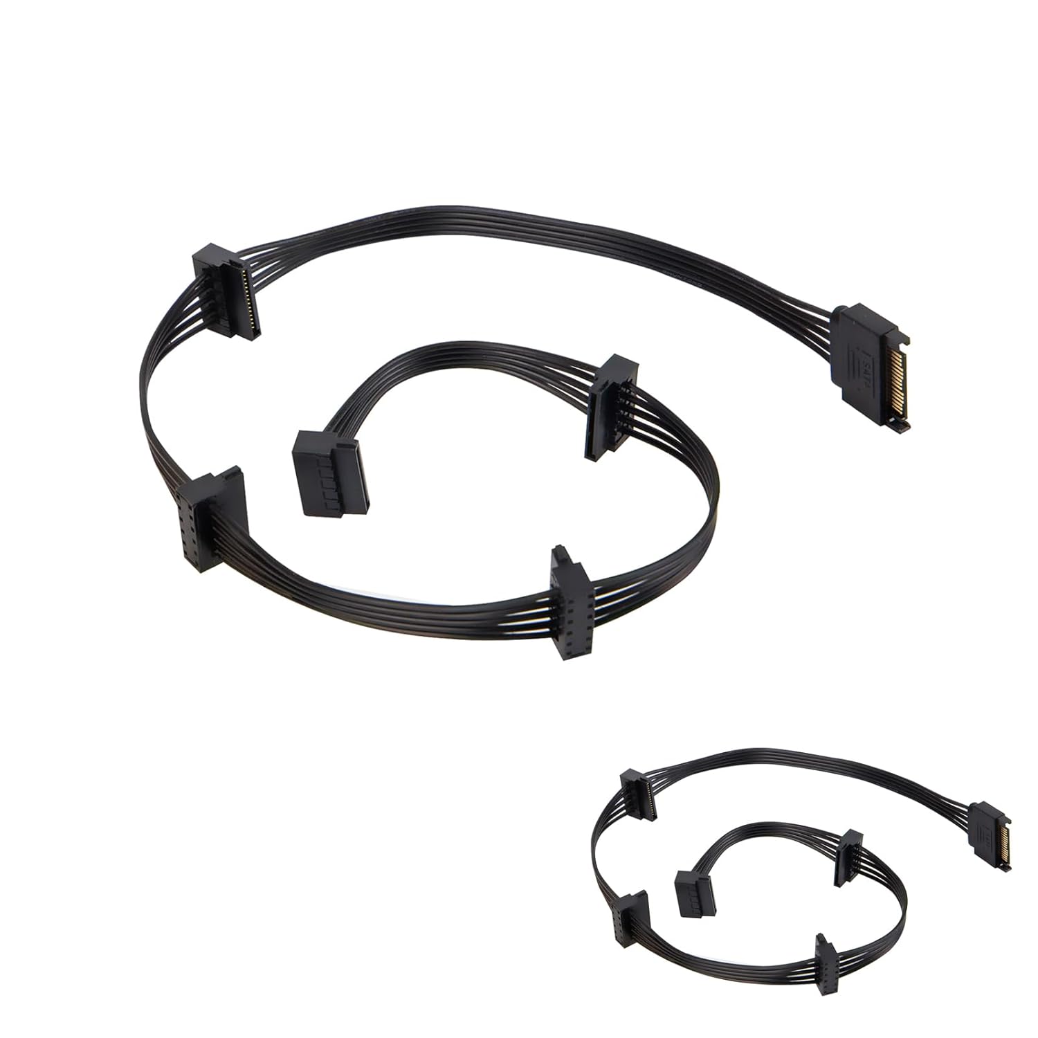 HRTGFD-2-Pack 15Pin SATA to 5 SATA Power Extension Cables Splitter for HDD/SSD - 21 Inches
