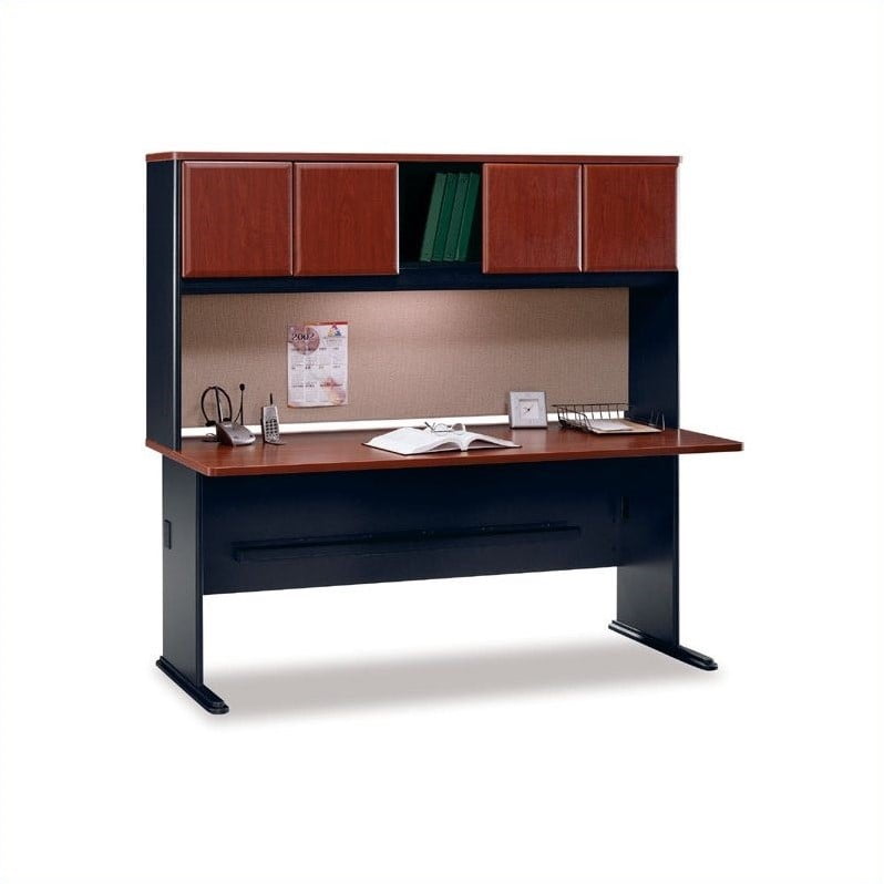 Series C Desk Credenza 4 Door Hutch In Light Oak For 60 In