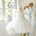 thumbnail image 4 of Curuila Toddler Child Girls Dress Puffy Sleeves Solid Color Crew Neck Soft Casual Dresses Size 3-4 Years, 4 of 9