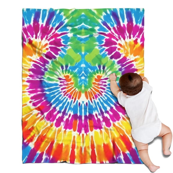 Colorful Rainbow Tie Dye Spiral Pattern Blanket,Comfortable Soft Flannel Throw Blanket,All Season,Warm Lightweight Blankets for Sofa Bed Couch Living Room Chair,30"x40"