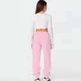 thumbnail image 3 of Women's Sweatpants High Waist Drawstring Sweat Pants Baggy Athletic Pants with Pockets Pink XL, 3 of 6