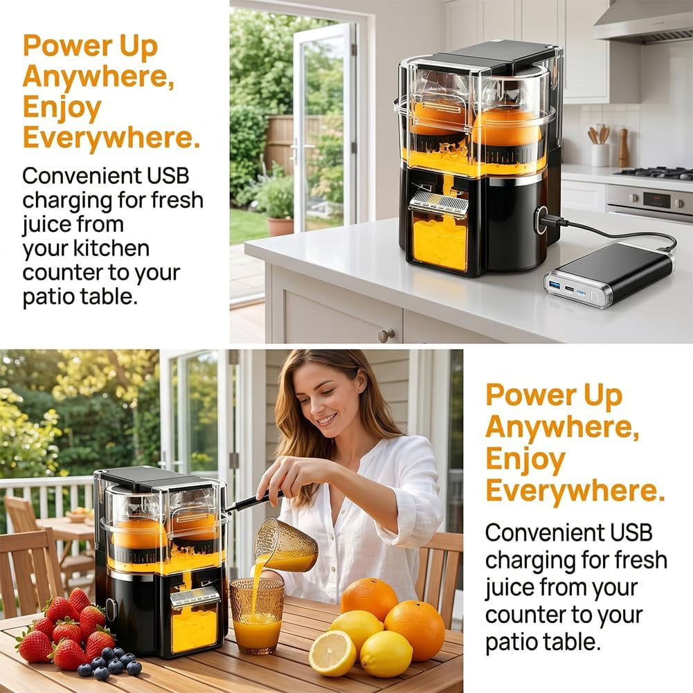 Dual-head Electric Juicer, Dual-head Electric Citrus Juicer, Automatic Duals-Heads Juicers Machine, Built-in Cutter, for Oranges, Lemons, and Limes, Portable and Efficient Juicing Machine (White)