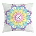 thumbnail image 1 of Rainbow Mandala Throw Pillow Cushion Cover, Outline Style Mandala Flower with Scales and Dots Pattern Ethnic Design, Decorative Square Accent Pillow Case, 24 X 24 Inches, Multicolor, by Ambesonne, 1 of 2