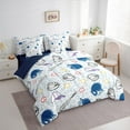 thumbnail image 4 of Homewish Kawaii Baseball Kids Bedding Comforter Set 7pcs, Cartoon Stars Sports Gloves Queen Bedding Sets, Blue Leopard Cheetah Print Reversible Queen Sheet Sets, Super Cozy Room Decor, 4 of 8