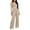 Khaki, variant on Fashion Slim 2 Piece Elegant Solid Set New Round Neck Long Sleeve Short Top Elastic Waist Lace Up Long Skirt Sets
