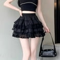 thumbnail image 4 of Elastic Gothic Lace Tutu Skirt Women Black Mesh Detail Petticoat Sexy Mini Tulle Skirts Party Club Wear Dancer, 4 of 8