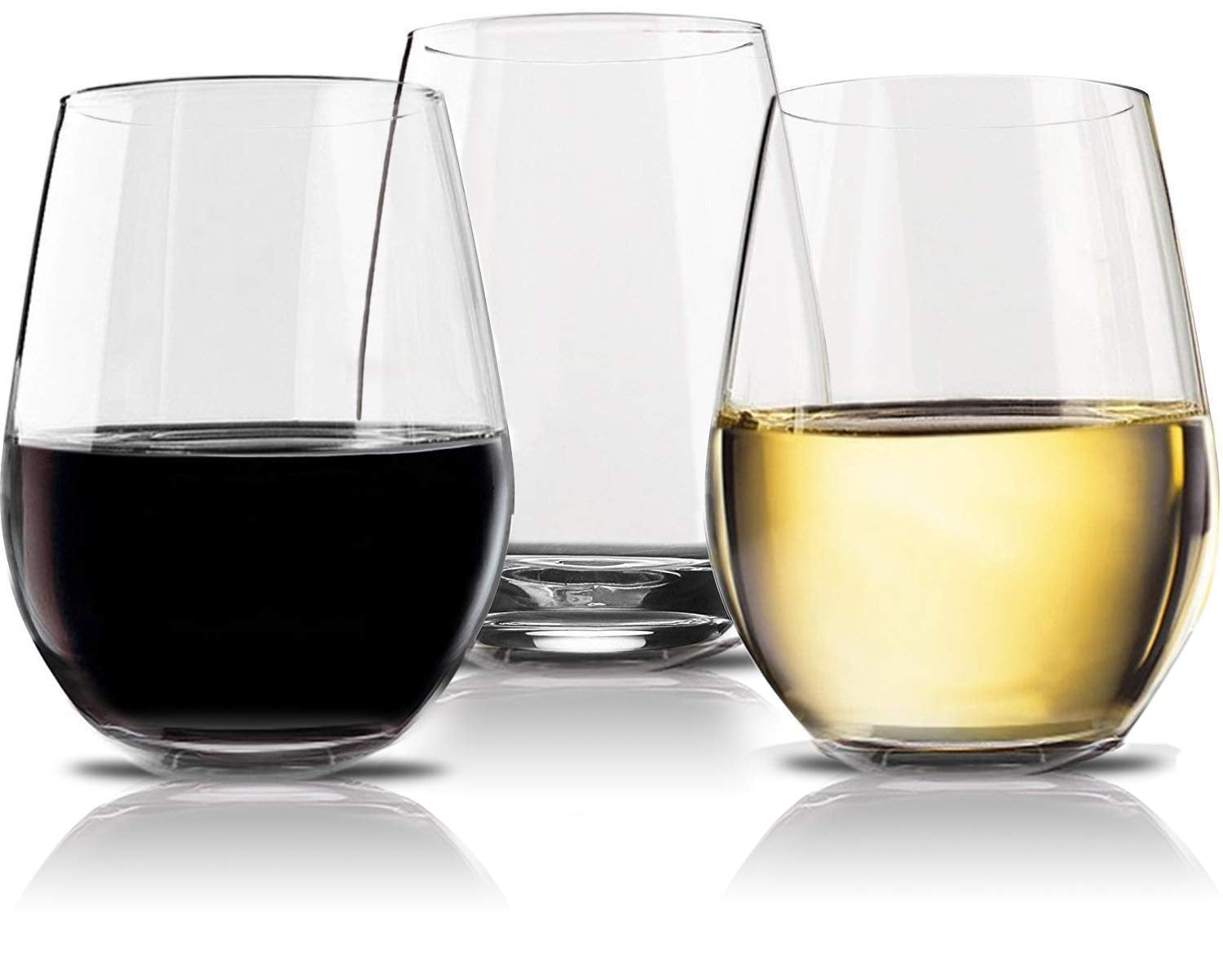 Vivocci Unbreakable Plastic Stemless Wine Glasses 20 oz Set of 2