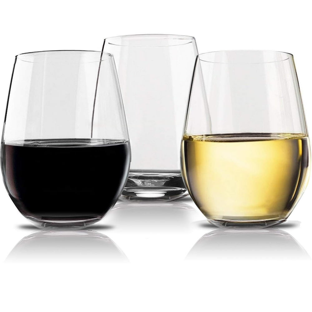 Vivocci Unbreakable Plastic Stemless Wine Glasses 20 oz Set of 2