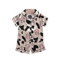 thumbnail image 2 of Nrmvnmi Toddler Boys Girls Pajamas Set Cute Cow Print Short Sleeve Turndown Neck T-shirt Tops + Elastic Waist Shorts 2 Pcs Loose Home Clothing Pajamas Set, 2 of 3