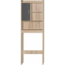 Better Home Products Ace Over-The-Toilet Storage Cabinet in Natural Oak & Dark Gray