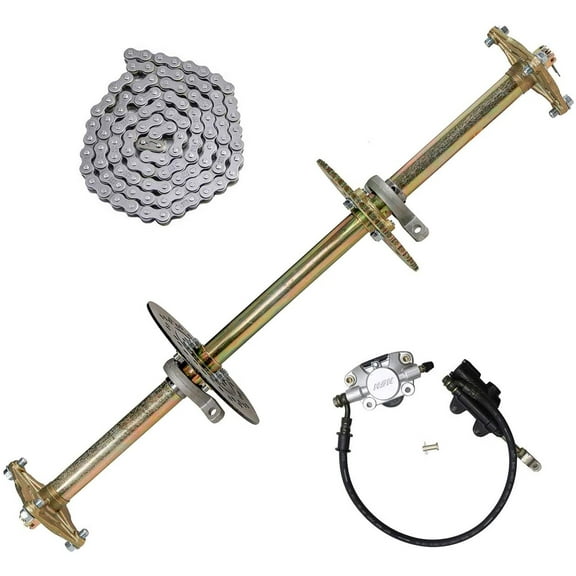32" Go Kart Rear Live Axle Kit, Drift Trike Rear Axle Kit With Brake Assembly & 428 Chain Sprocket Wheel Hub For Diy Go Karts/Atvs/Quads/Golf Carts/Buggy/Mini Bike