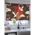 thumbnail image 5 of Sheer Curtains 45 Inch Length 2 Panels Set for Kitchen, Japanese Style Semi Sheer Curtains for Windows, Modern Cranes Cherry Flower Wave Brown Voile Window Treatments Rod Pocket Curtain, 5 of 7