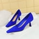 thumbnail image 5 of Zapatos de tacón bajo de ante de lujo para mujer, de boca poco profunda, con punta cuadrada, ajustados, de tacón medio alto, versátiles, clásicos, para boda, 5 of 5