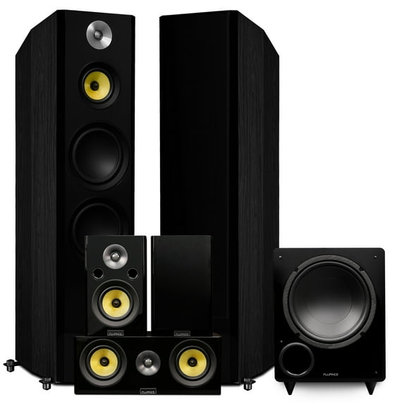 Fluance Signature HiFi Surround Sound Home Theater 5.1 Channel Speaker System including 3-Way Floorstanding Towers, Center Channel, Rear Surround Speakers and DB10 Subwoofer - Black Ash (HF51BR)