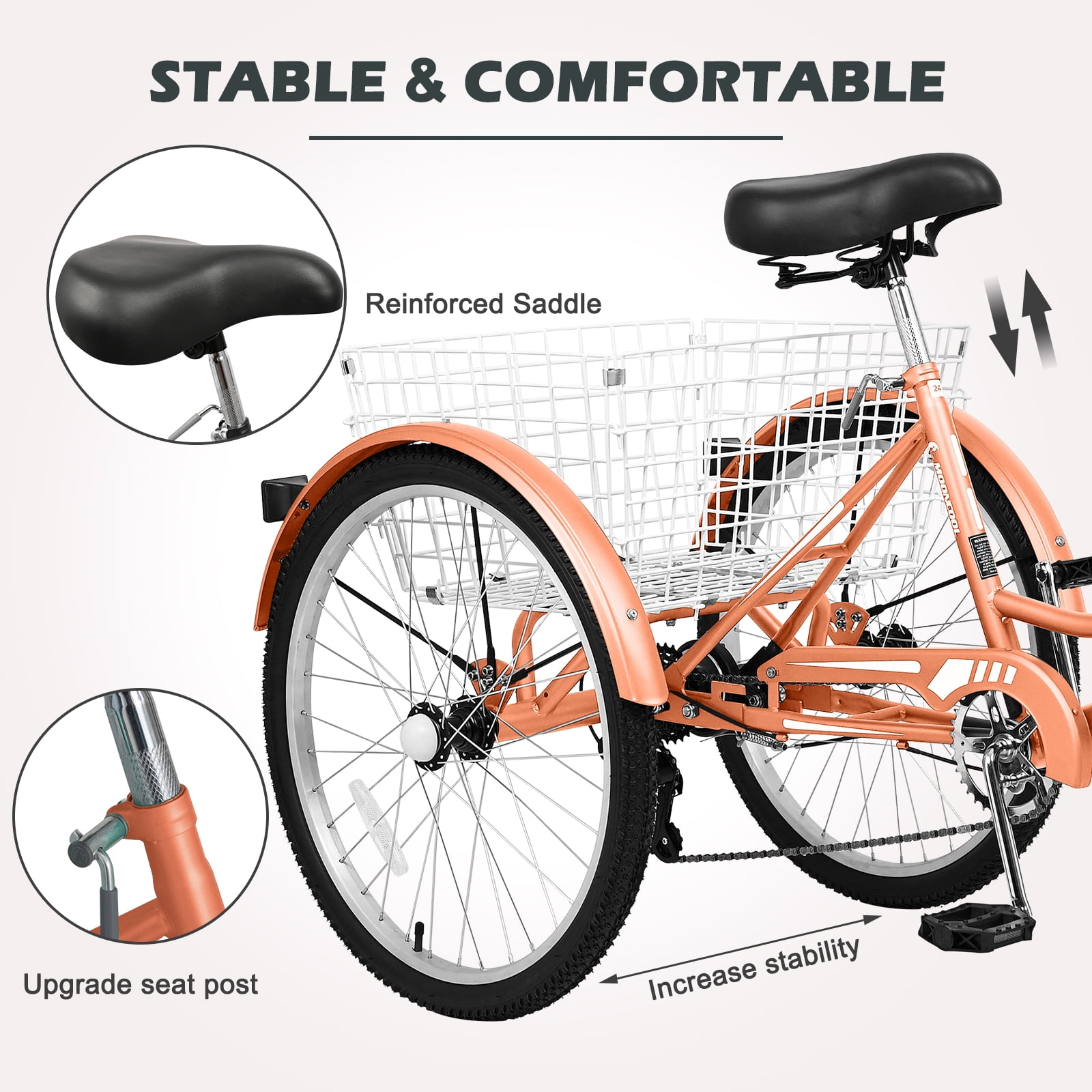 Buy Lilypelle Adult Tricycle 24 Wheels Low Stepover Frame Bike, 7Speed