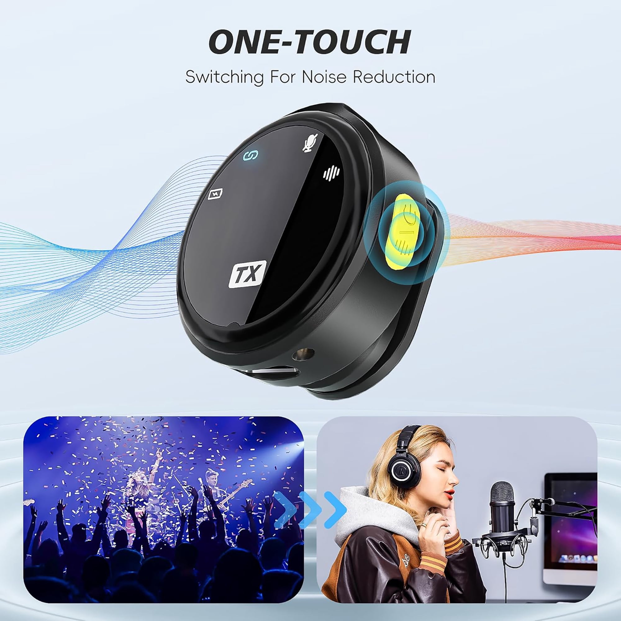 Wireless Lavalier Microphone Compatible for iPhone, Android Mini 2.4GHz Clip-On Mic with Noise Cancellation, 50m Range, 15H Battery, Plug & Play for Vlogging, YouTube, TikTok, Live Streaming