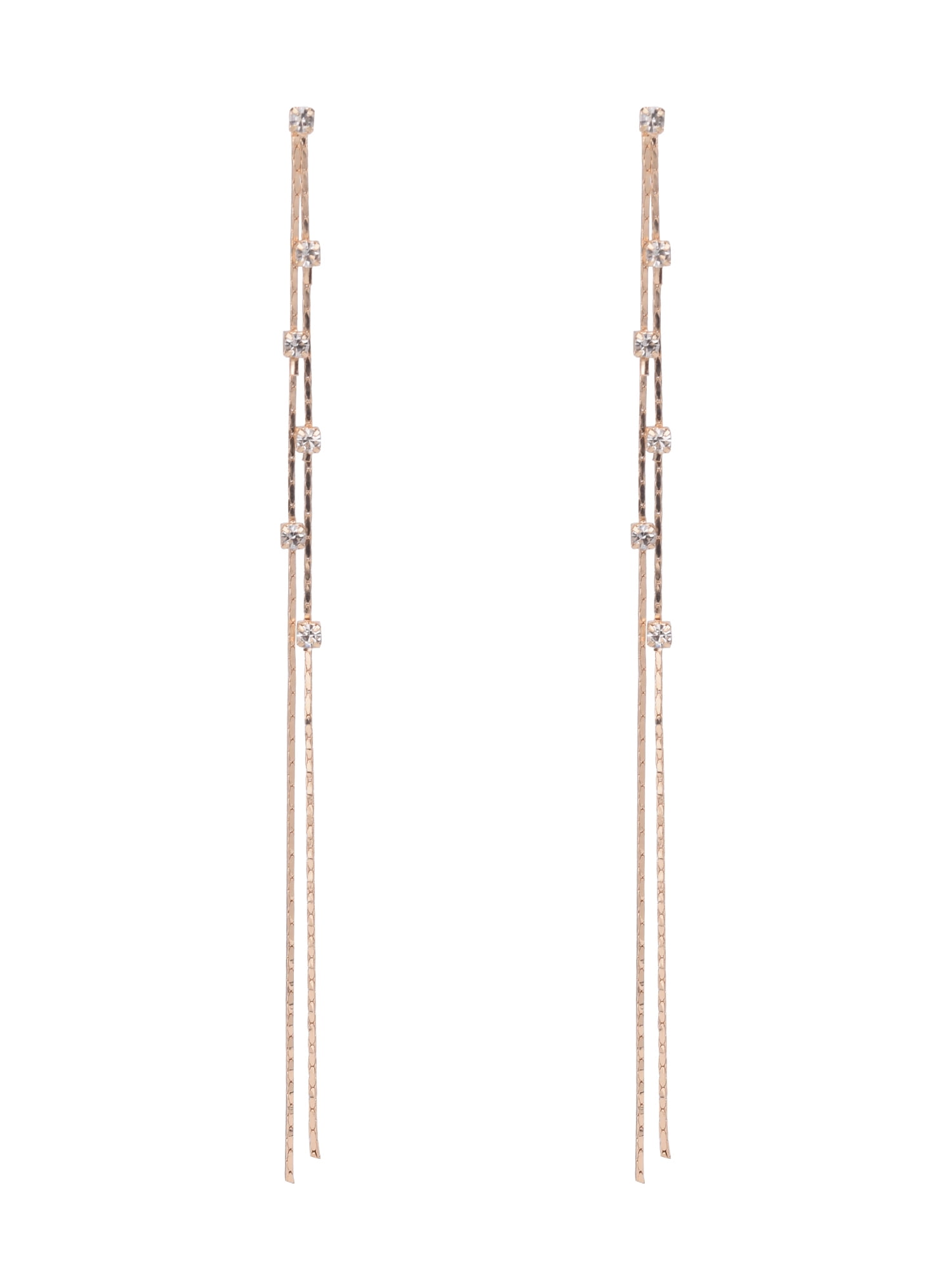 Time and Tru Adult Women's Gold Tone Double Chain Drop Crystal Metal Earring